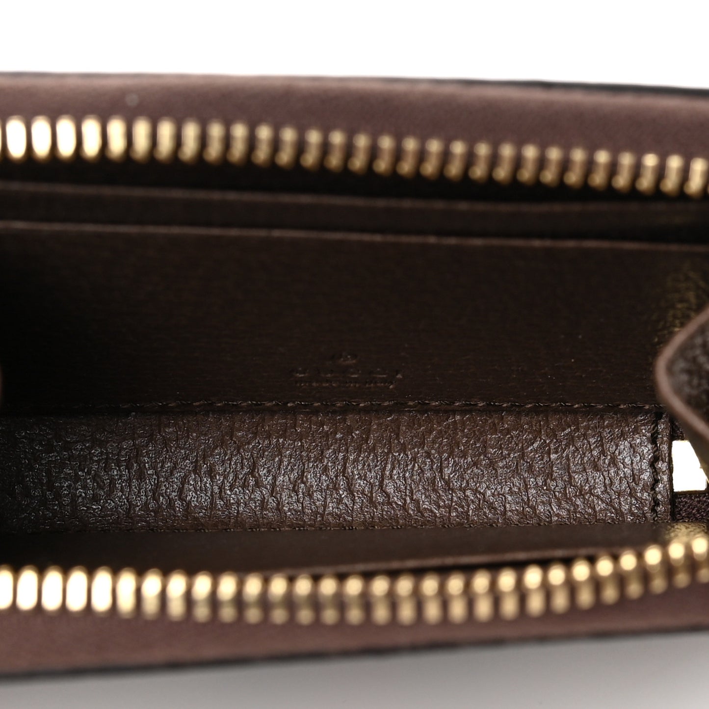 GG Supreme Monogram Textured Dollar Calfskin Web Ophidia Zip Around Card Case Wallet Beige Ebony New Acero