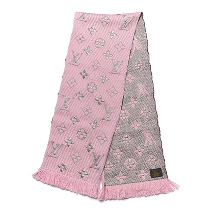 Louis Vuitton Wool Silk Logomania Shine Scarf Pink 3 of 4