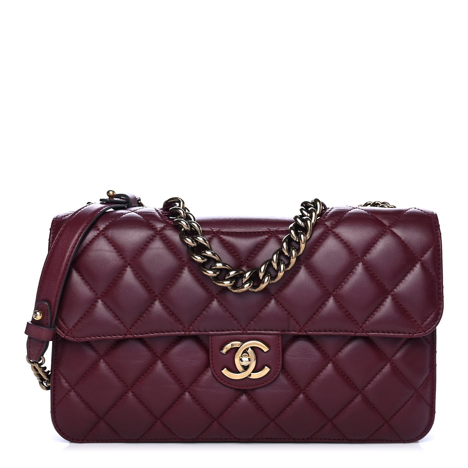 Chanel Calfskin Quilted Large Perfect Edge Flap Burgundy 1 of 4