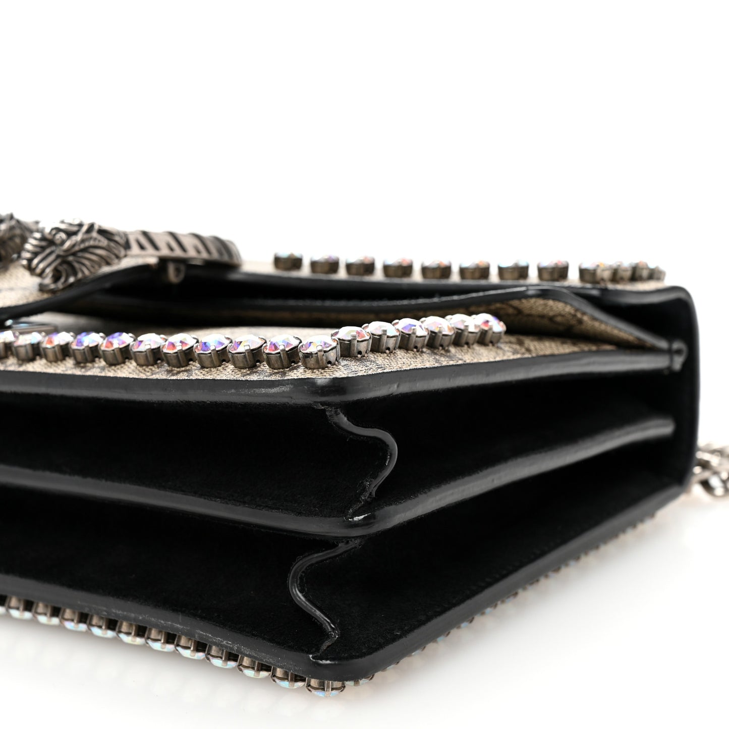 GG Supreme Monogram Crystal Small Dionysus Shoulder Bag Black
