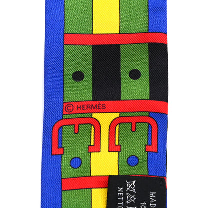 Hermes Silk Rocabar Twilly Bleu Royal Jaune Vert 3 of 4