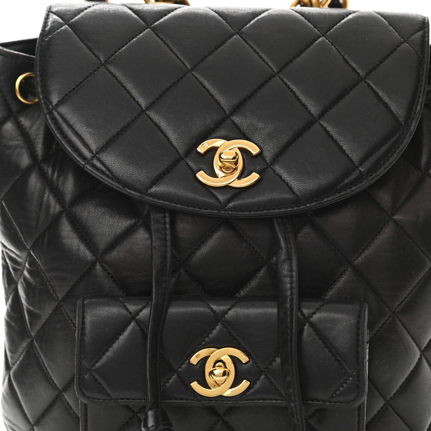 Lambskin Quilted Backpack Black