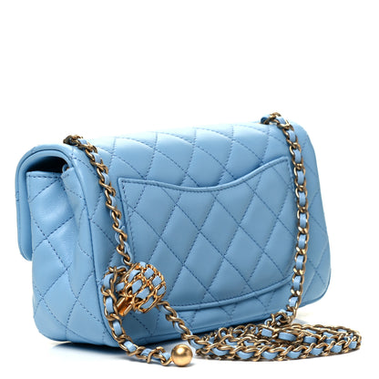 Chanel Lambskin Quilted Mini Rectangular Pearl Crush Flap Light Blue 2 of 8