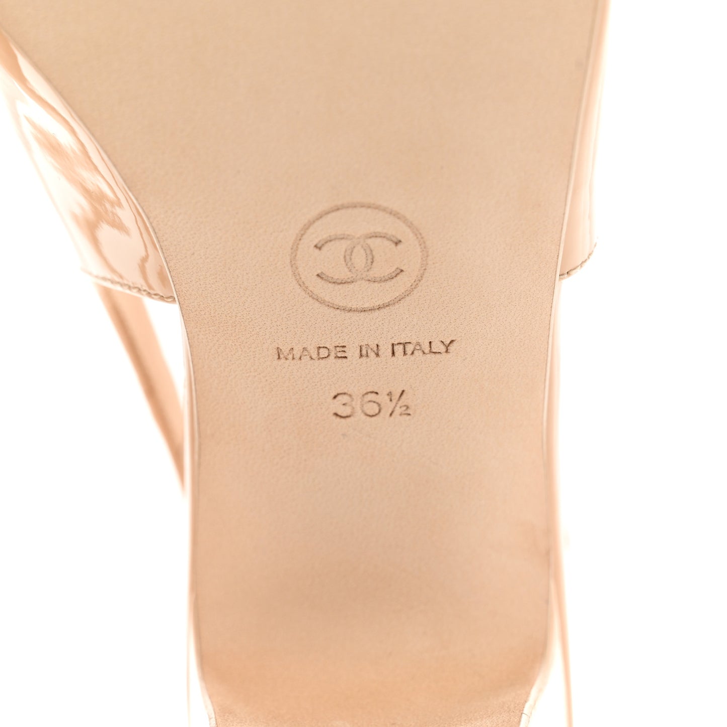 Patent Calfskin Cap Toe CC Slingback Pumps 36.5 Beige