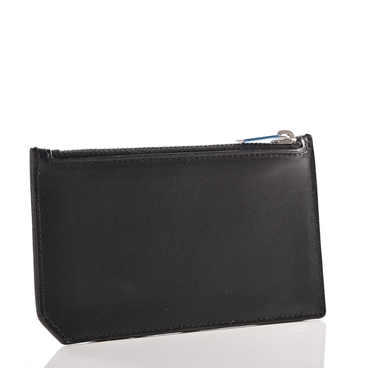 Calfskin Moujik Patch Fragments Zip Pouch Card Holder Black