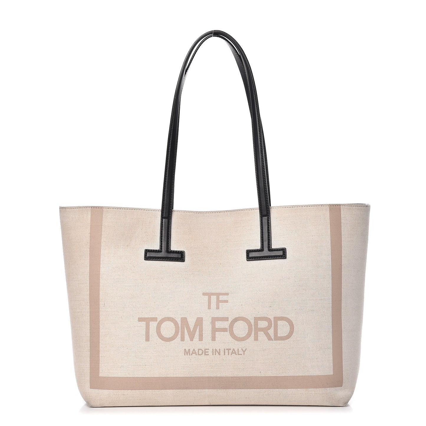 Canvas Calfskin T Tote Beige