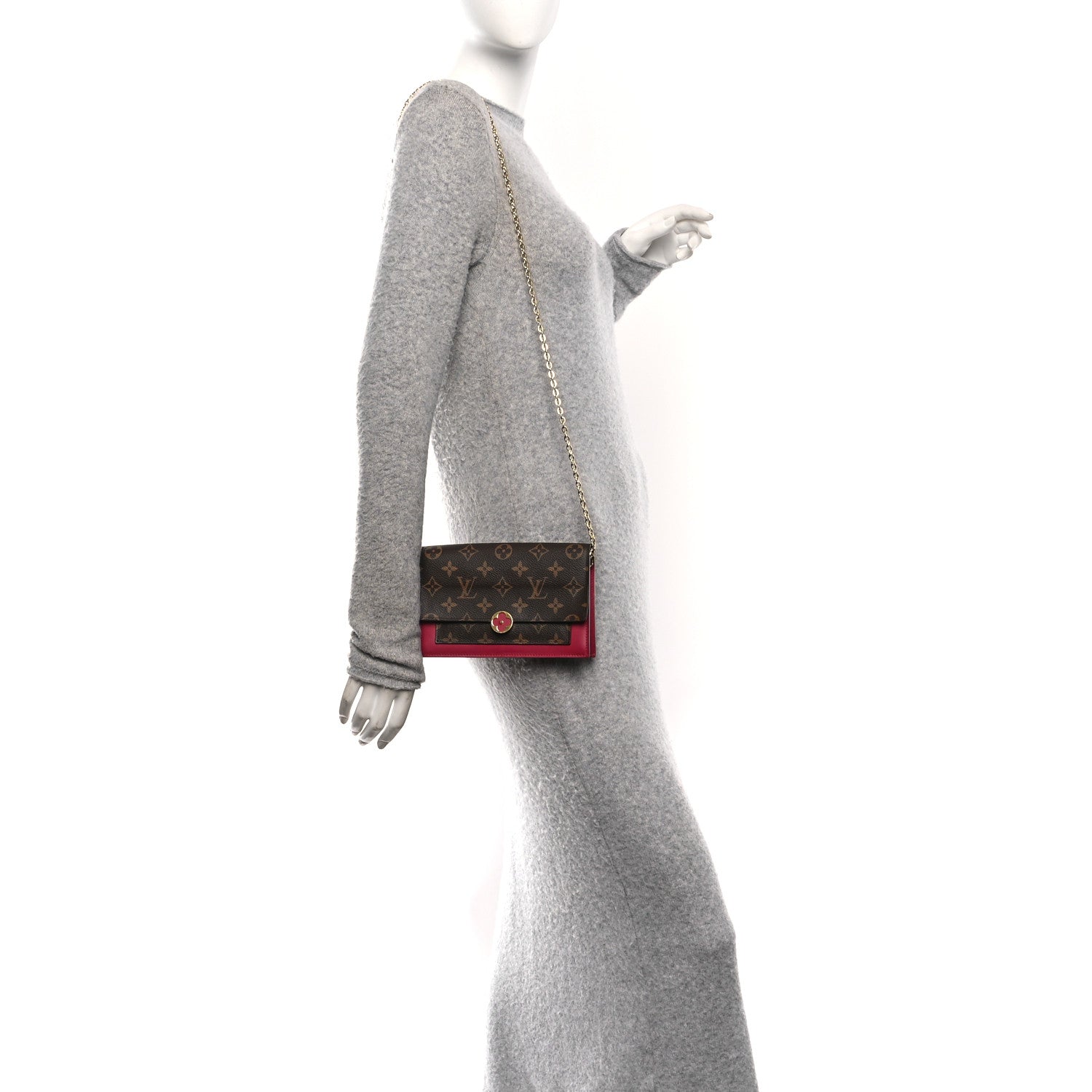 Louis Vuitton Monogram Flore Chain Wallet Fuchsia 2 of 9
