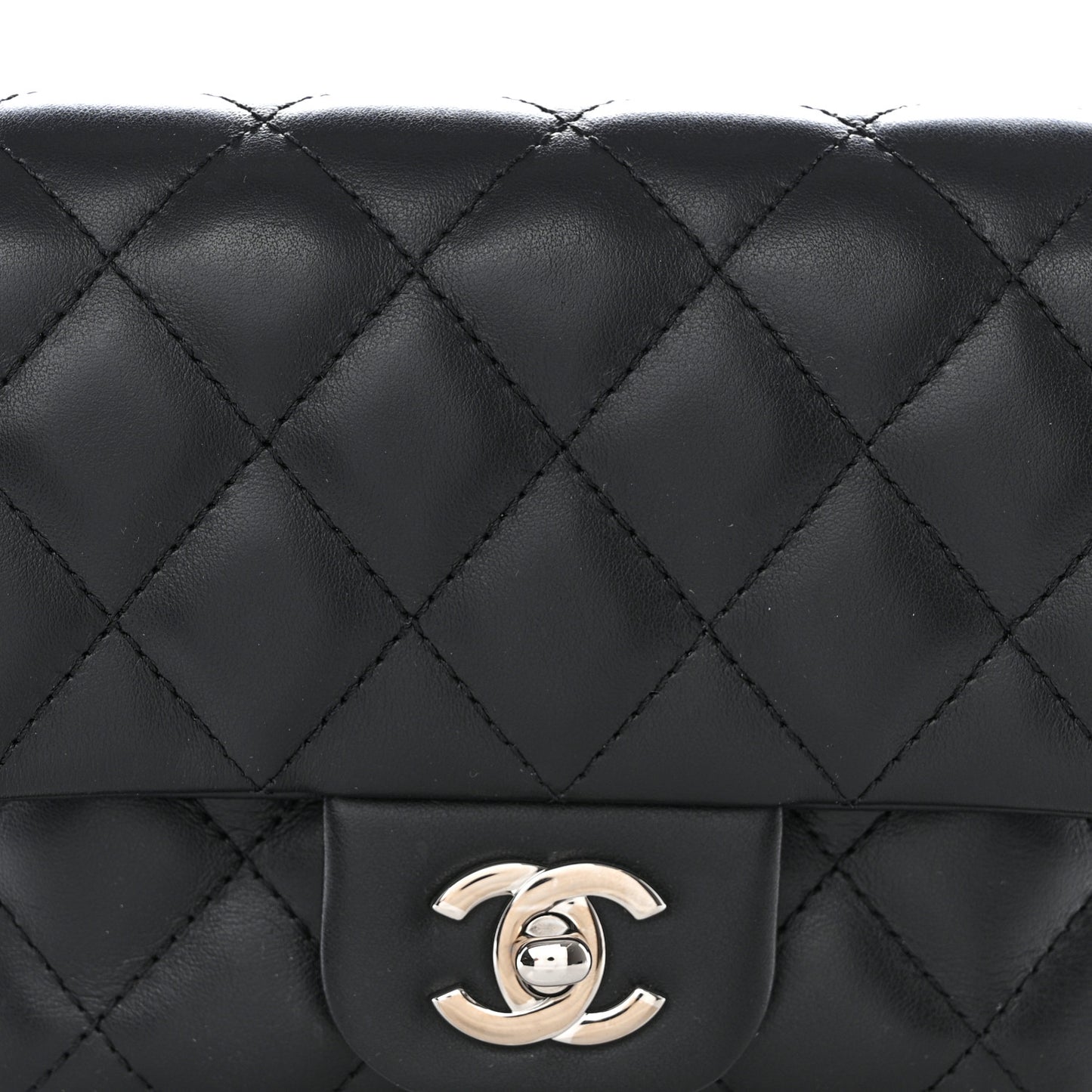 Calfskin Quilted CC Uniform Flap Belt Bag Black