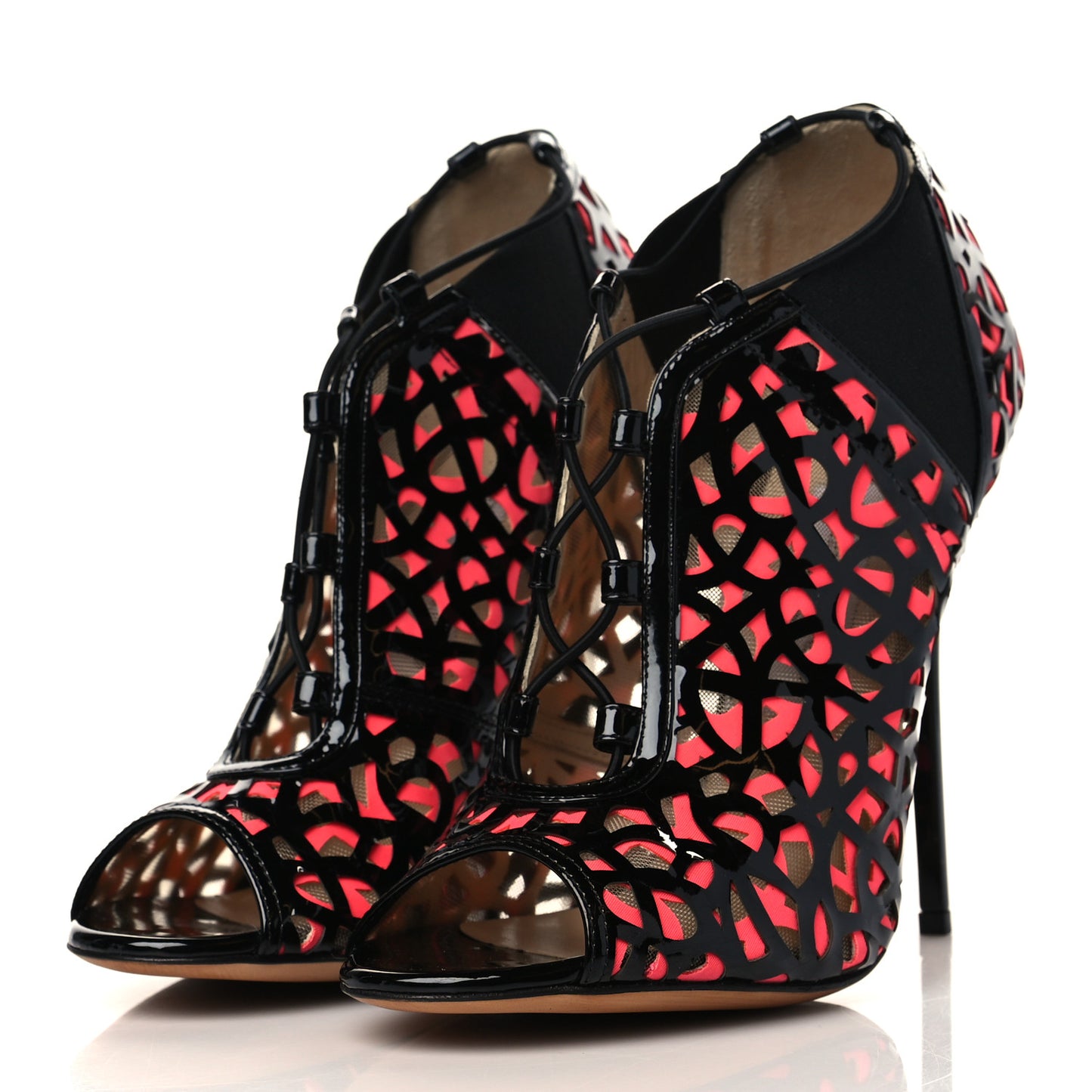 Patent Tactic Ankle Boots 38 Black Pink