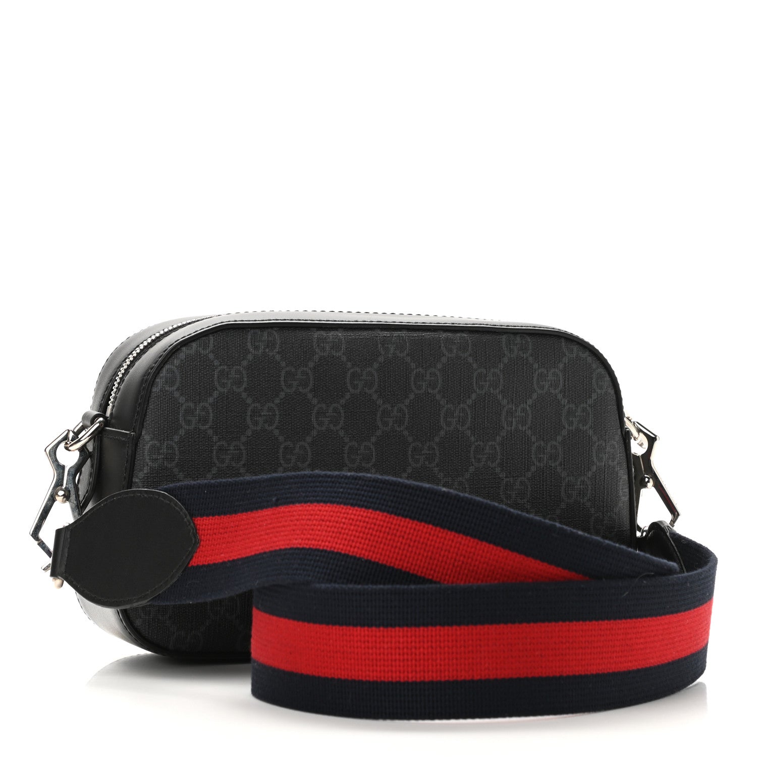 Gucci GG Supreme Monogram Web Shoulder Bag Black Grey 3 of 10