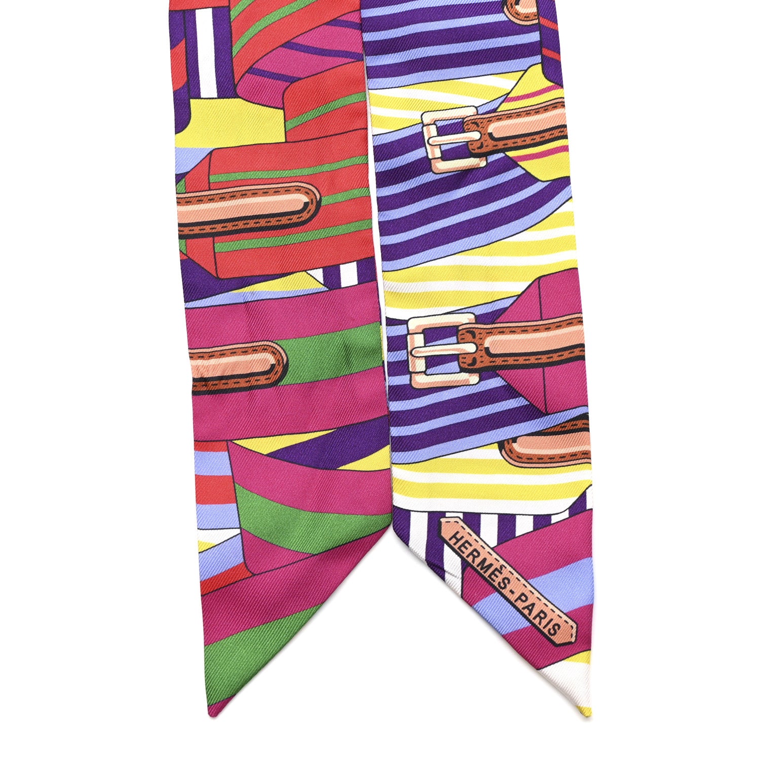 Hermes Silk Sangles Twilly Violet Rouge Vert 2 of 5