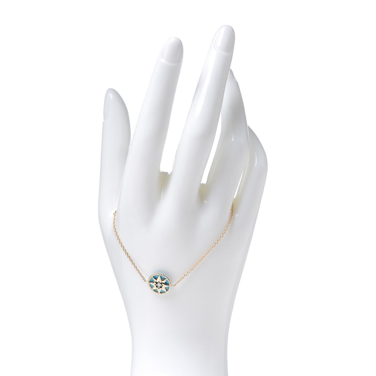 18K Yellow Gold Diamond Turquoise Rose Des Vents Bracelet