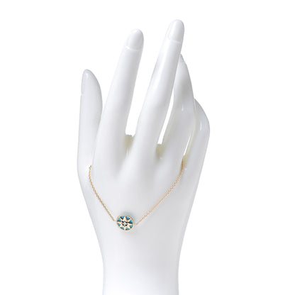 Christian Dior 18K Yellow Gold Diamond Turquoise Rose Des Vents Bracelet 2 of 7