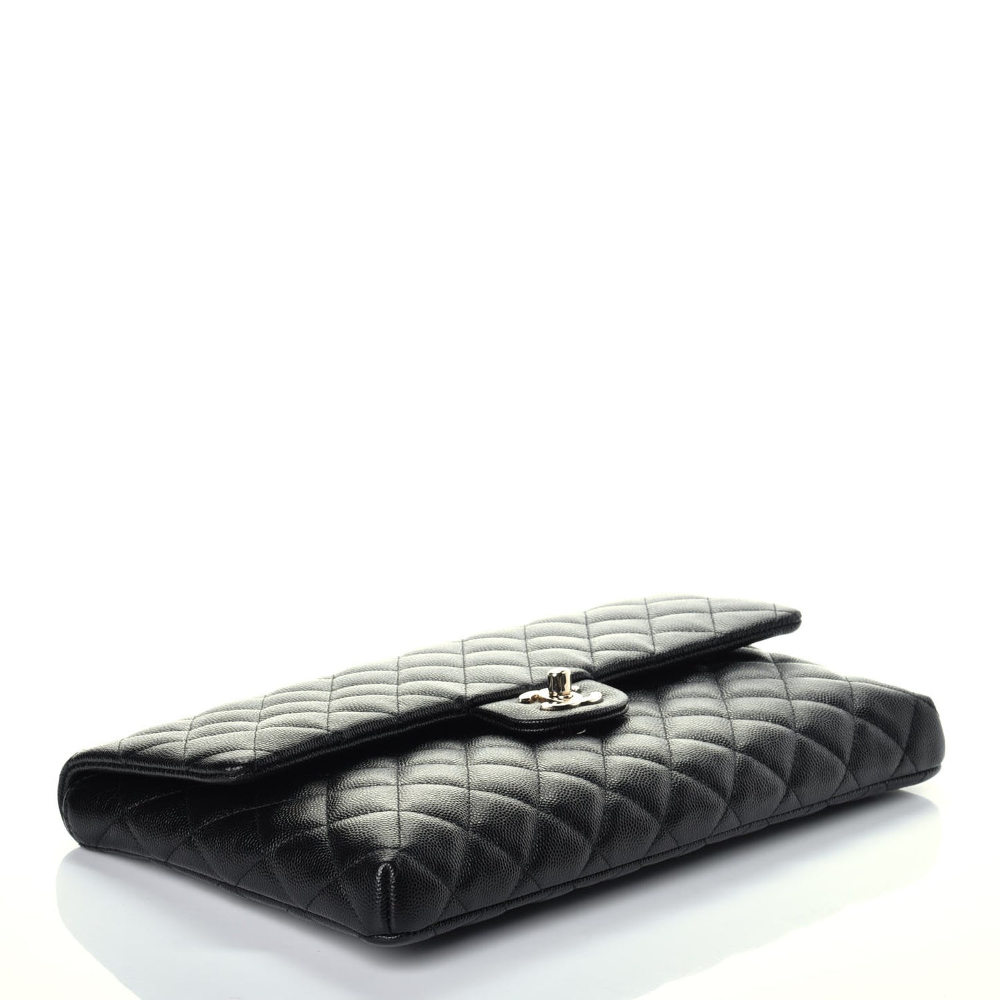 Caviar Quilted Flap Clutch Black