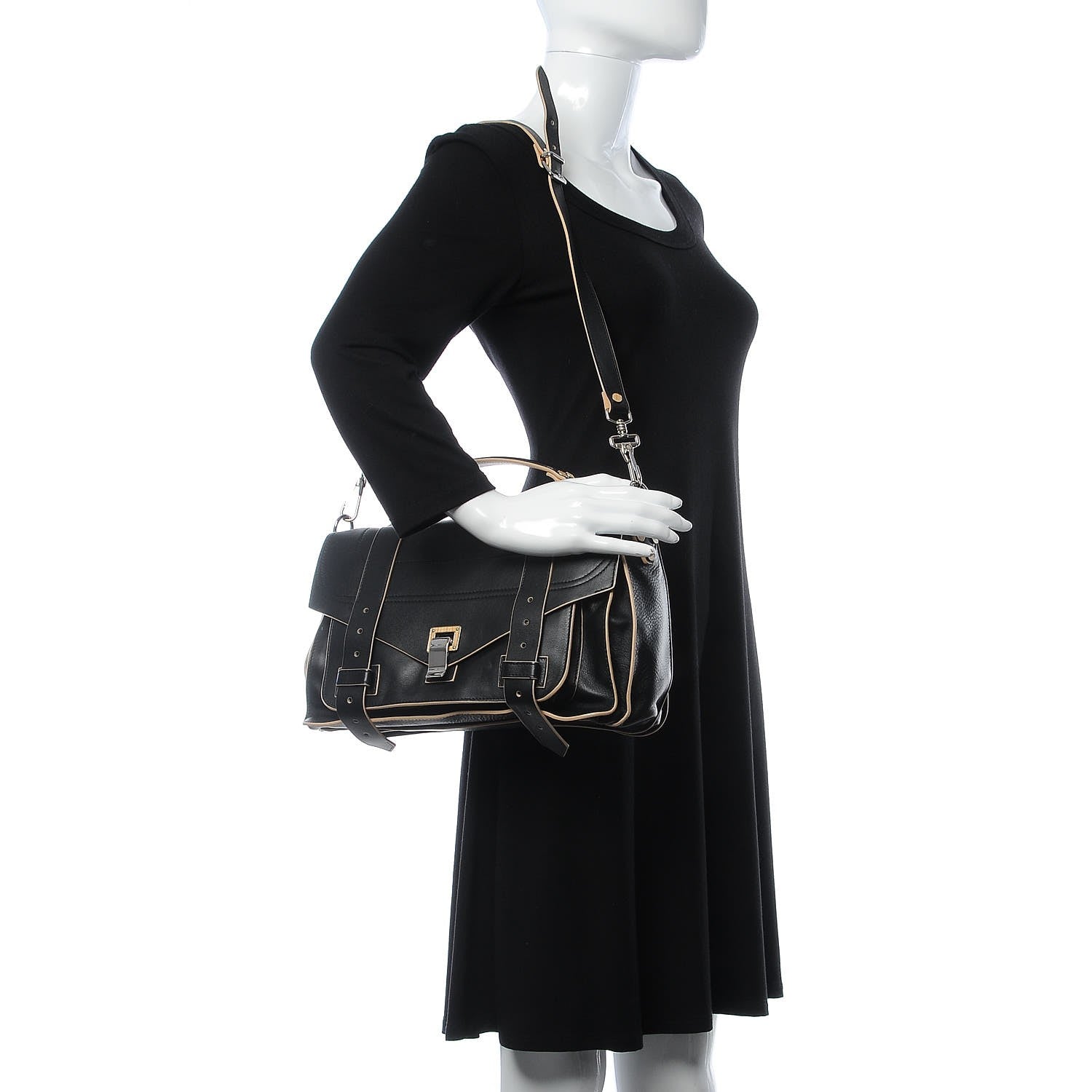 Proenza Schouler Lambskin 2 Tone Medium PS1 Satchel Black Sorbet 2 of 7