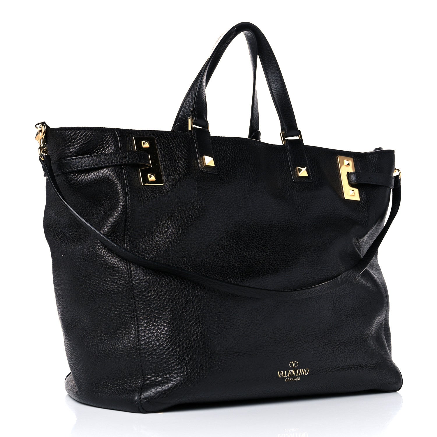 Valentino Garavani Grained Calfskin Jamaica Beaded My Rockstud Tote Black 3 of 15