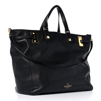 Valentino Garavani Grained Calfskin Jamaica Beaded My Rockstud Tote Black 3 of 15