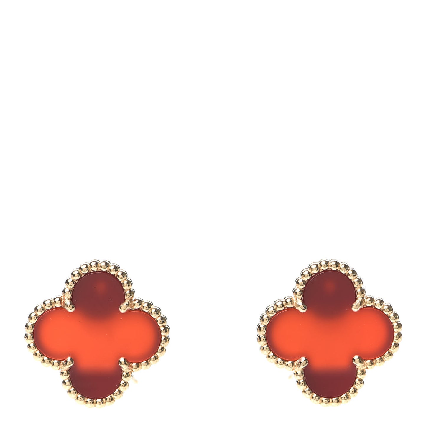 18K Yellow Gold Carnelian Vintage Alhambra Earrings