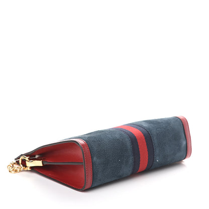 Gucci Suede Calfskin Web Small Ophidia Chain Shoulder Bag New Blue Romantic Cherry 3 of 7