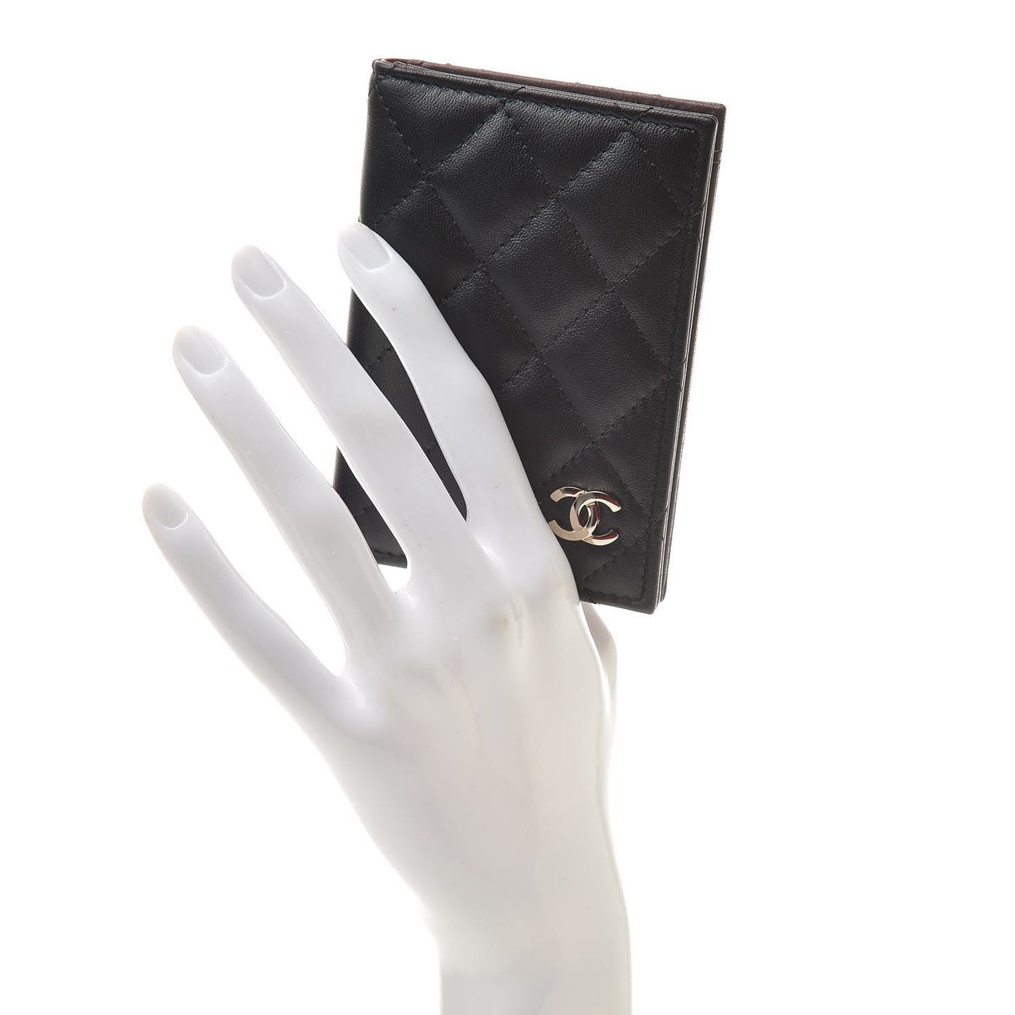 Lambskin Quilted Card Holder Wallet Black
