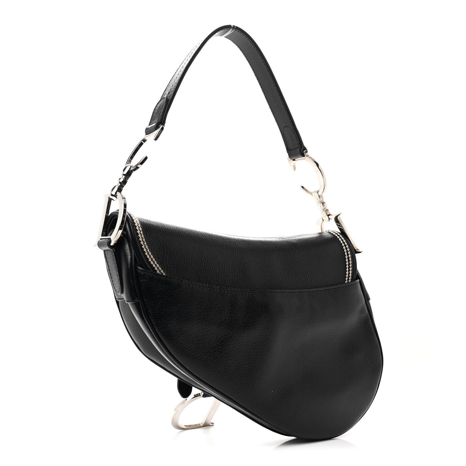 Christian Dior Shiny Goatskin Saddle Bag Black 3 of 12