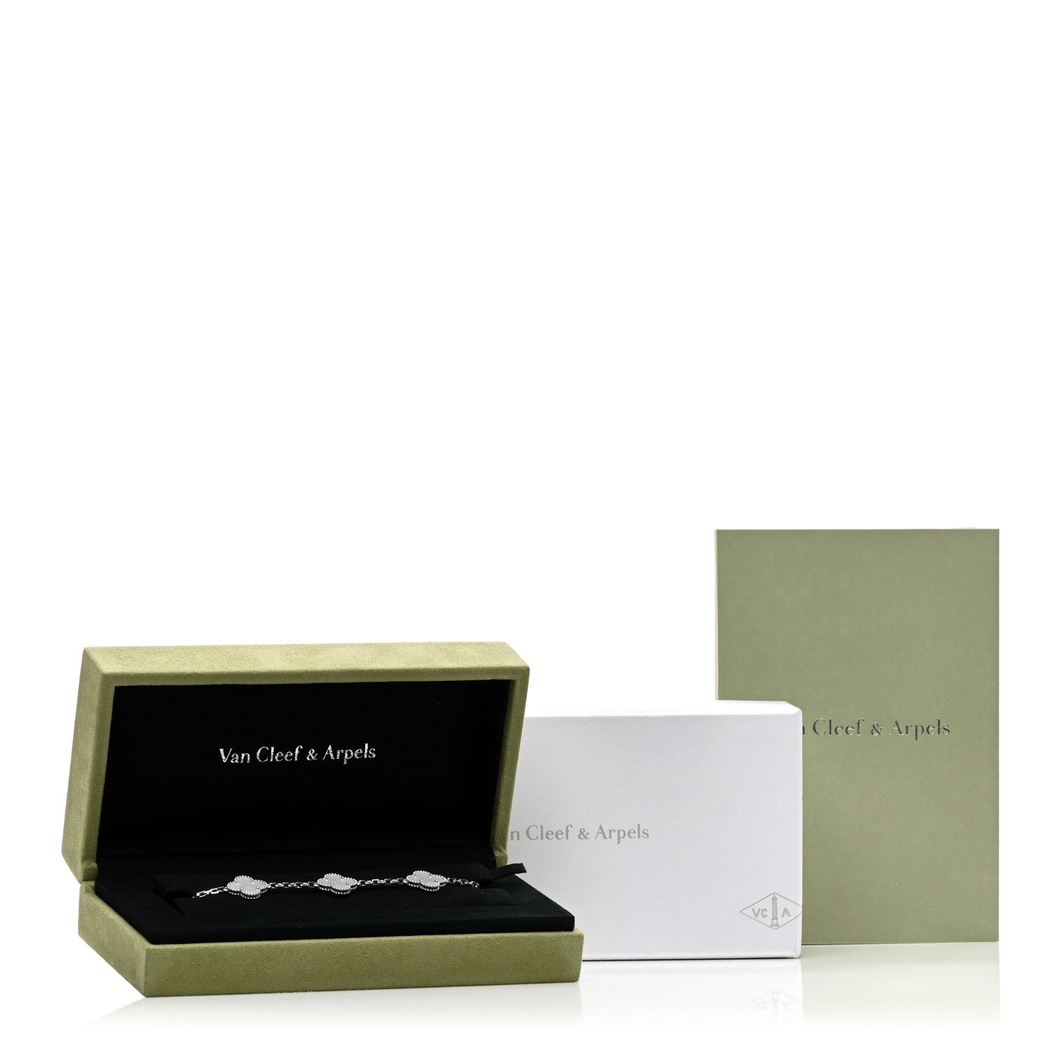 Van Cleef & Arpels 18K White Gold Mother of Pearl 5 Motifs Vintage Alhambra Bracelet 5 of 5