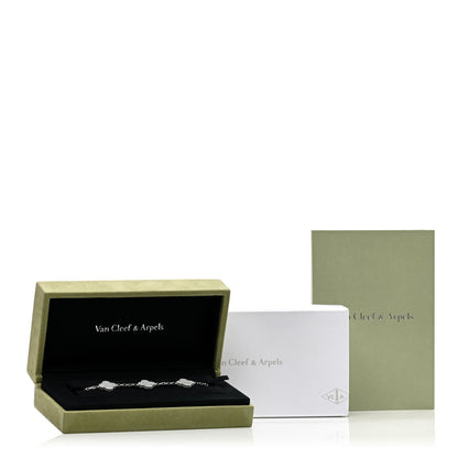 Van Cleef & Arpels 18K White Gold Mother of Pearl 5 Motifs Vintage Alhambra Bracelet 5 of 5