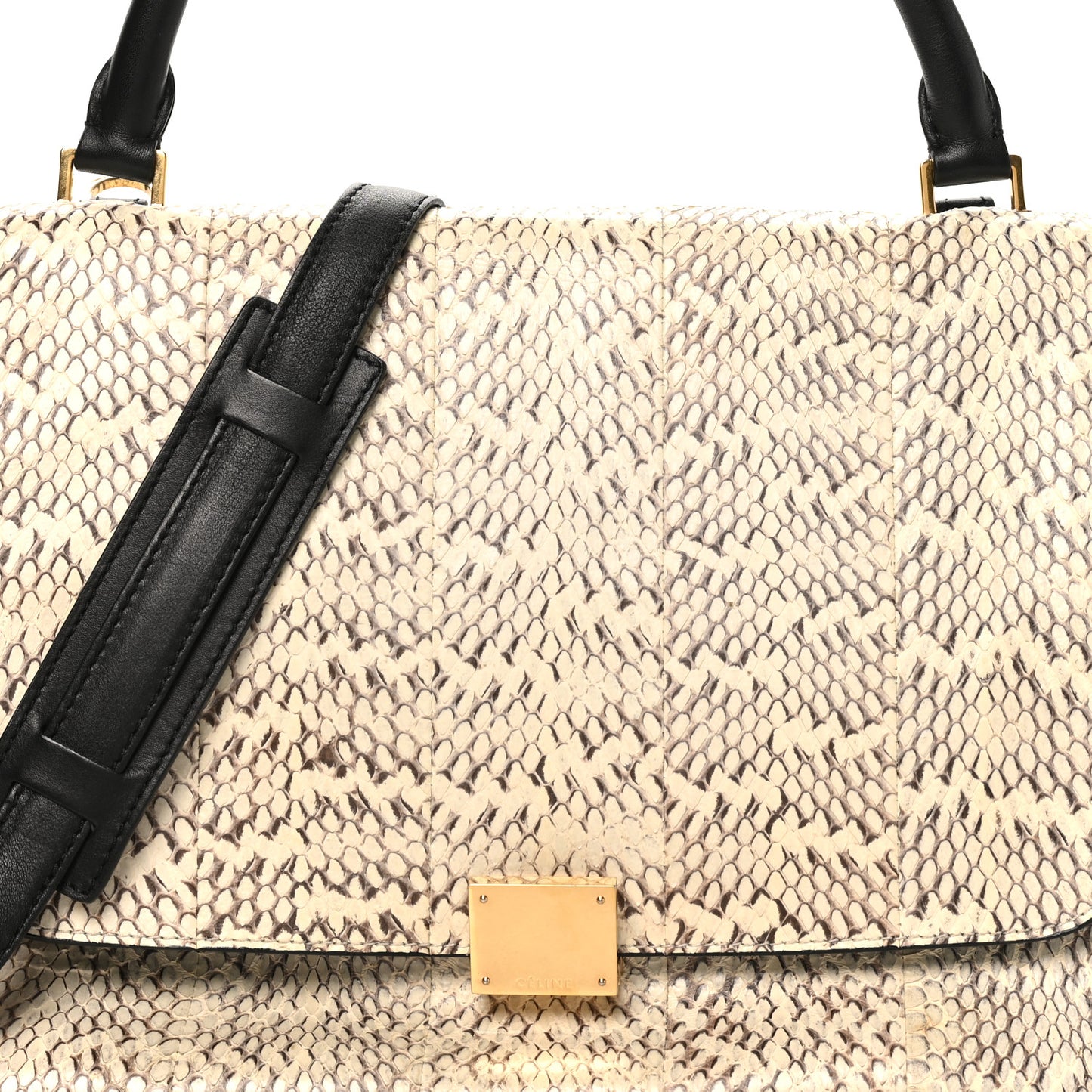Snakeskin Calfskin Medium Trapeze White Black