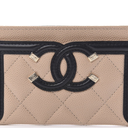 Chanel Caviar Quilted Filigree Card Holder Beige Black 9 of 10
