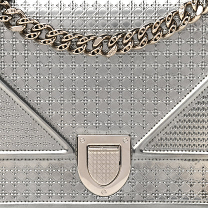 Christian Dior Metallic Patent Micro-Cannage Medium Diorama Flap Bag Silver 7 of 9