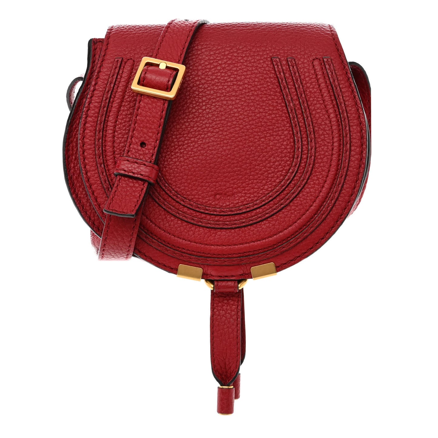 Calfskin Mini Marcie Round Crossbody Bag Red