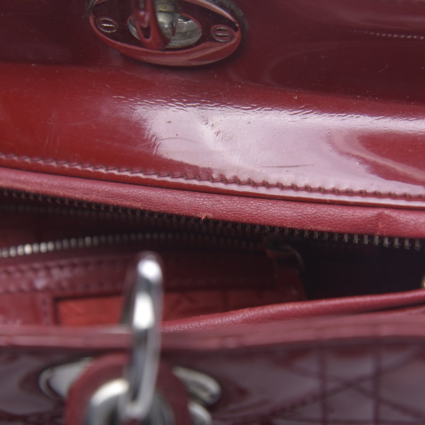 Patent Cannage Large Lady Dior Red