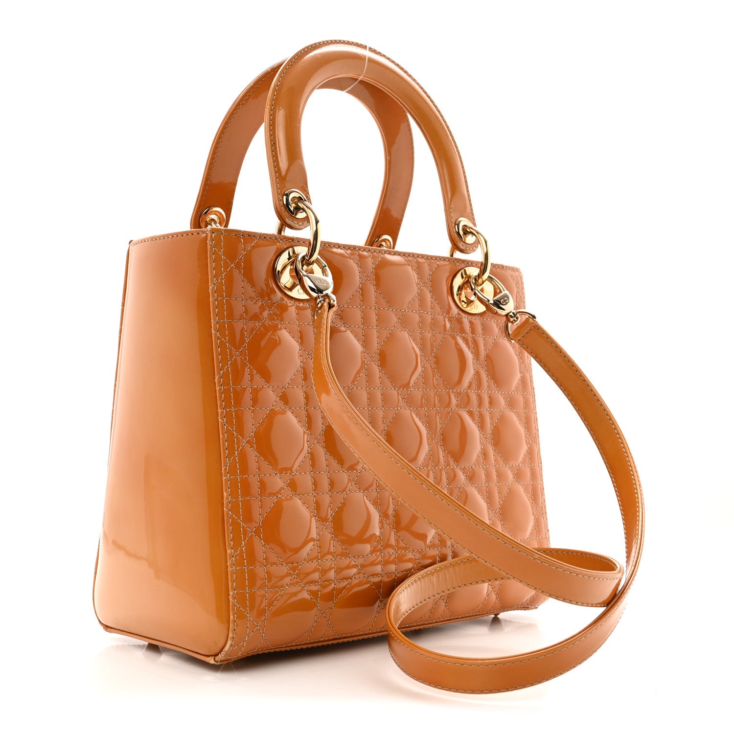 Christian Dior Patent Cannage Medium Lady Dior Dark Beige 3 of 16