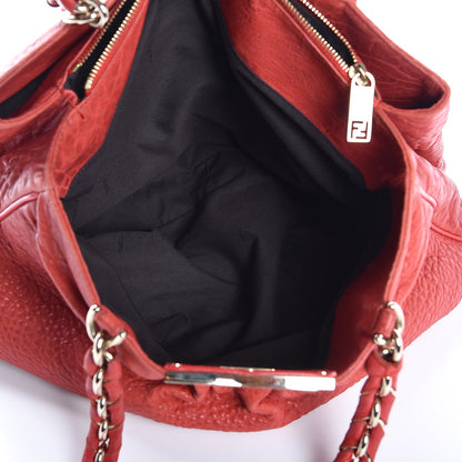 Fendi Crinkled Lambskin Mia Tote Red 8 of 12