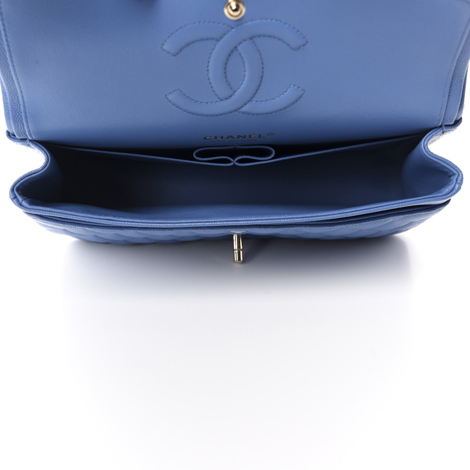 Chanel Caviar Quilted Medium Double Flap Blue 5 of 10