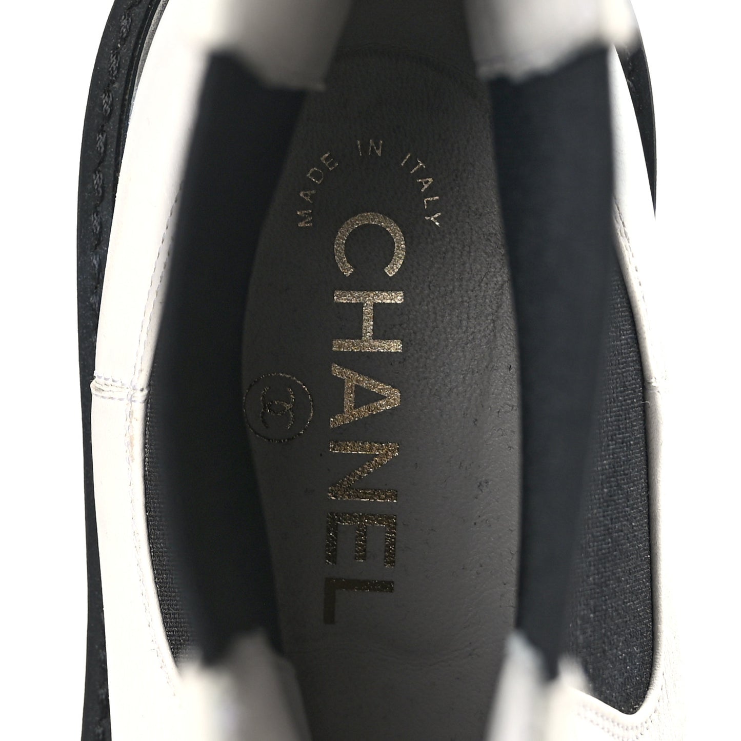 Patent Calfskin Cap Toe CC Ankle Boots 38.5 White Black