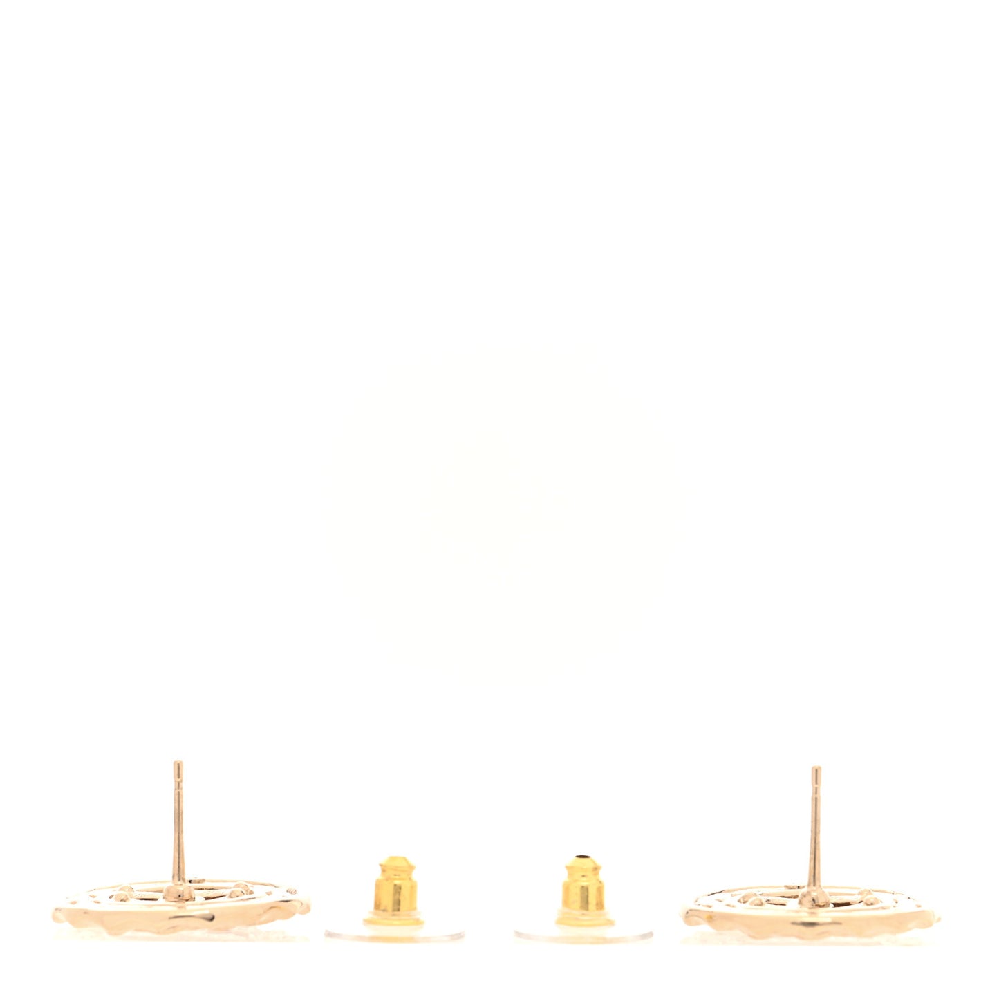 Crystal CC Round Earrings Gold