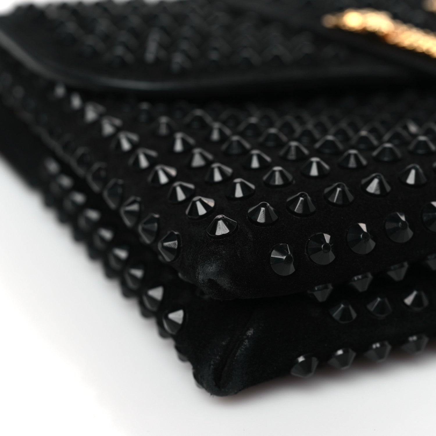 Versace Suede Studded Virtus Chain Clutch Black 7 of 8