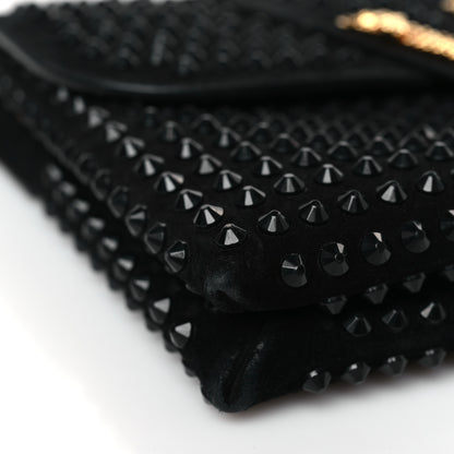 Versace Suede Studded Virtus Chain Clutch Black 7 of 8