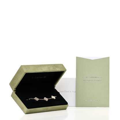 Van Cleef & Arpels 18K Yellow Gold Mother of Pearl 5 Motifs Vintage Alhambra Bracelet 7 of 7