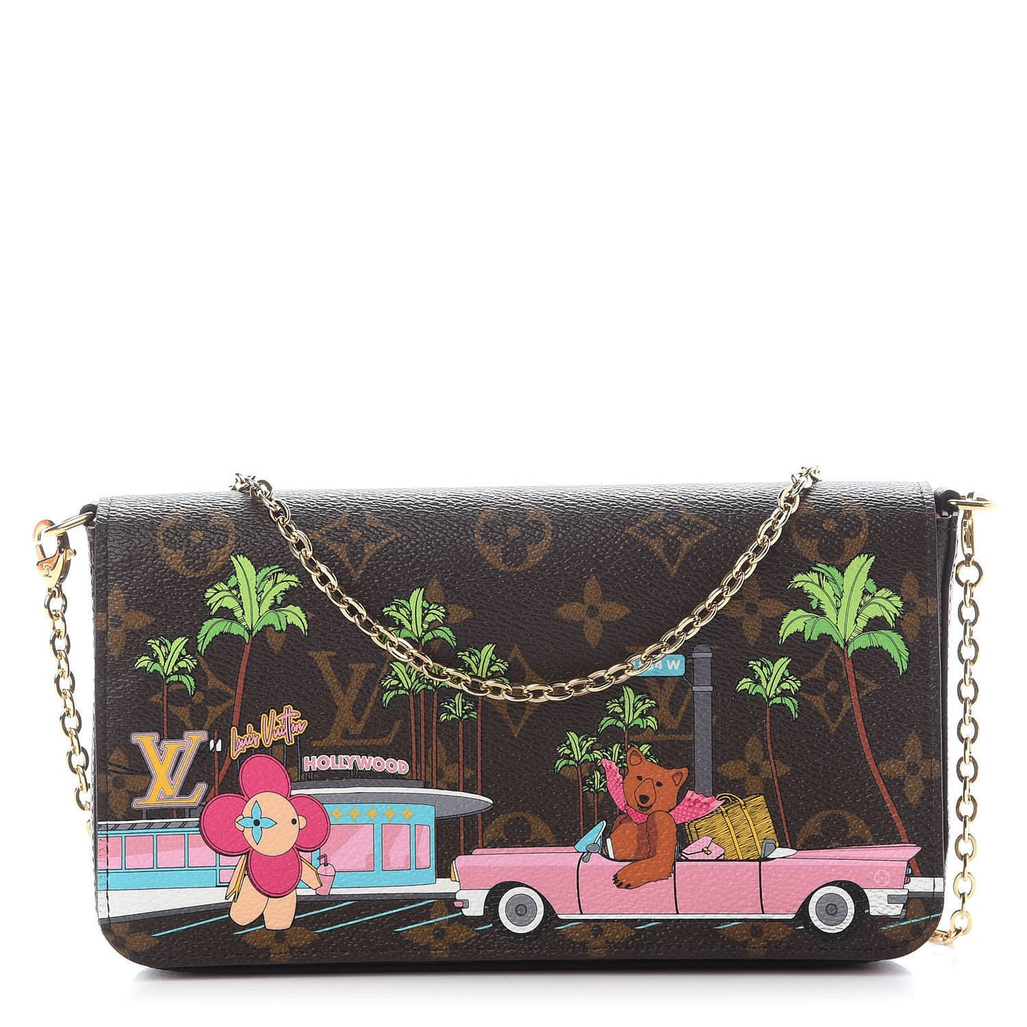 Monogram 2021 Christmas Animation Hollywood Pochette Felicie Chain Wallet Fuchsia