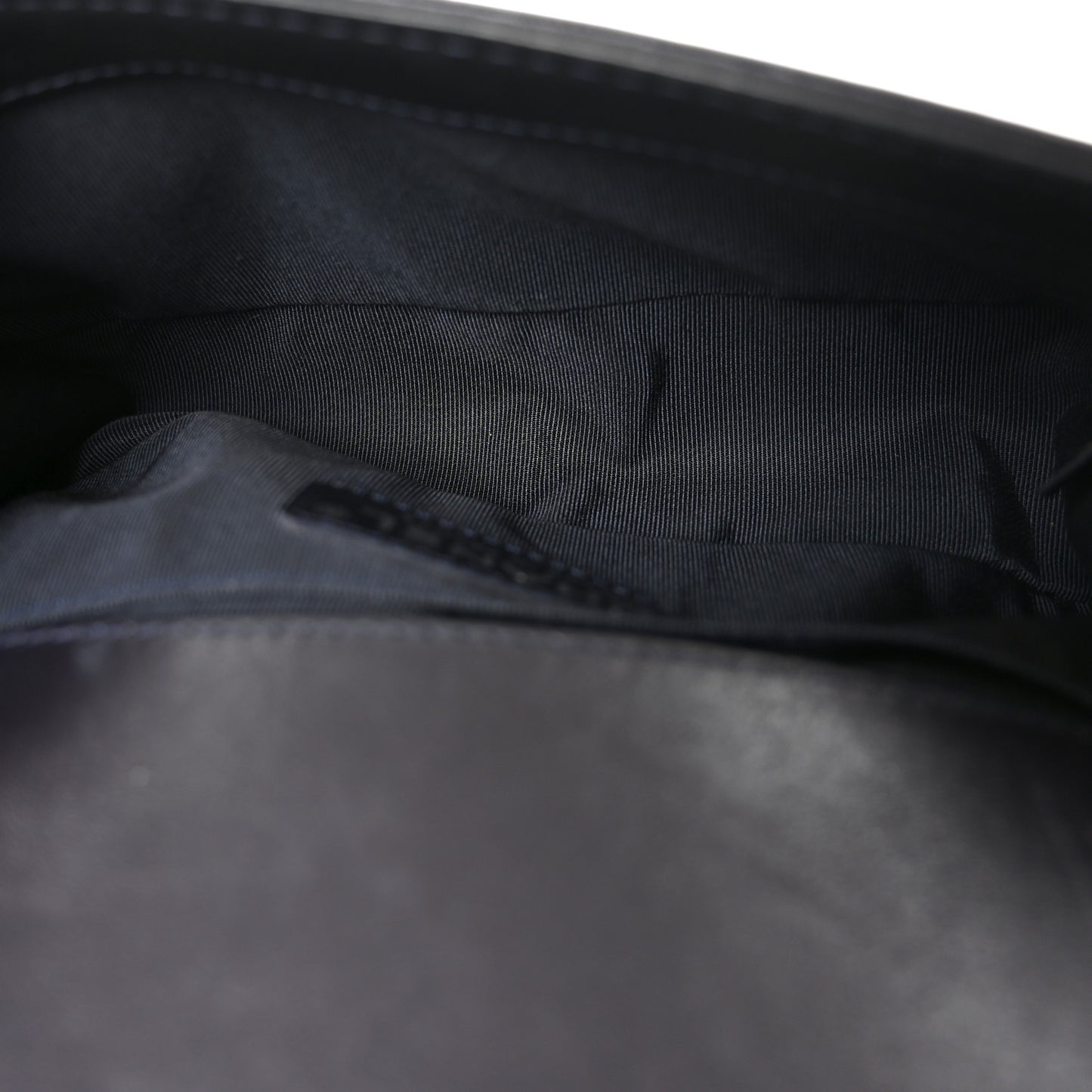 Shiny Goatskin Quilted Small Boy Top Handle Flap Navy Blue