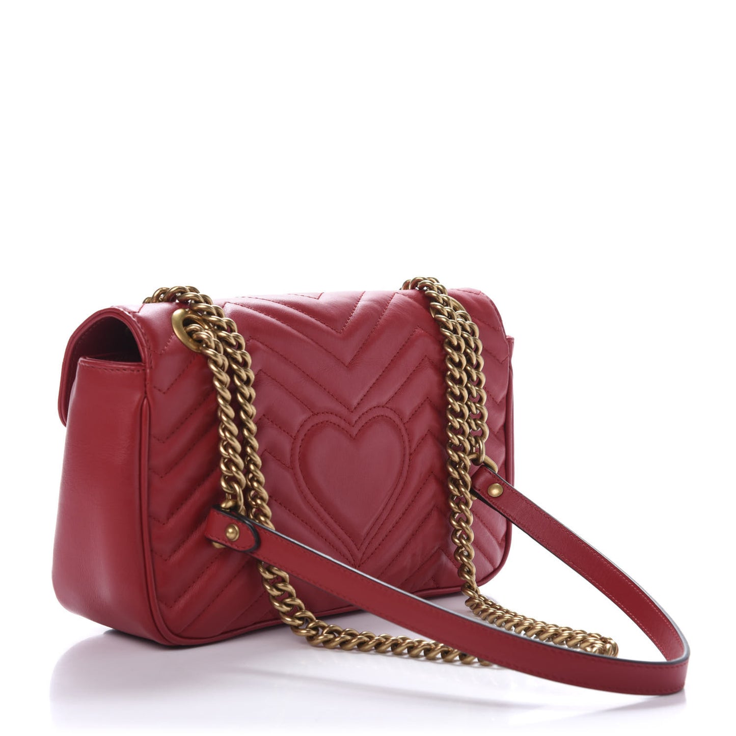 Calfskin Matelasse Small GG Marmont Shoulder Bag Hibiscus Red