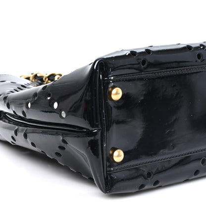 Chanel Patent Perforated CC Shopping Tote Black 9 of 11