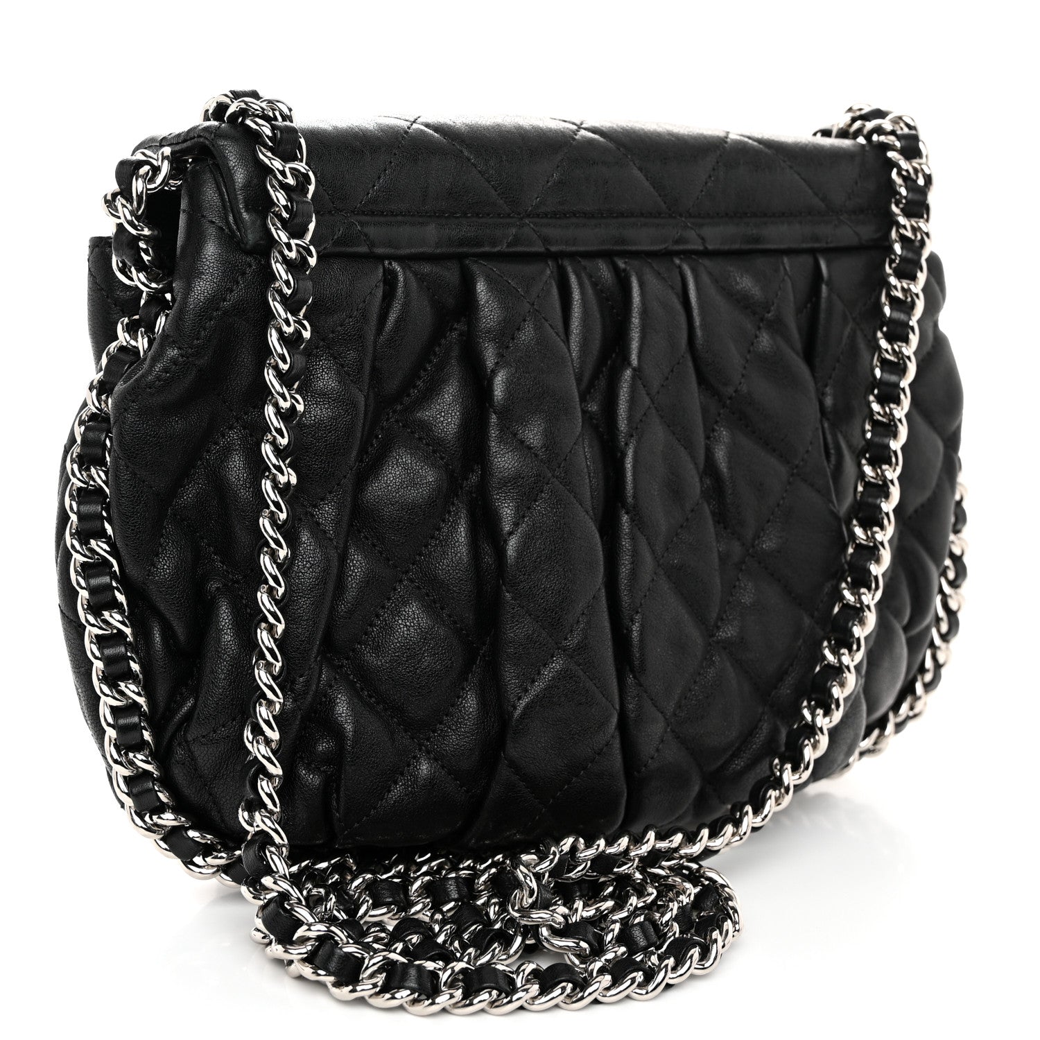 Chanel Washed Lambskin Quilted Medium Chain Around Flap Black 3 of 11