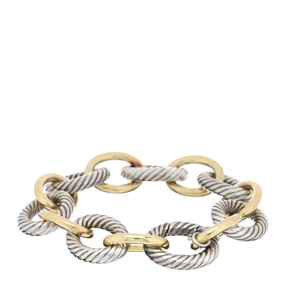 David Yurman Sterling Silver 18K Yellow Gold 18mm Extra Large Oval Link Bracelet 2 of 3