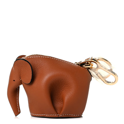 Loewe Calfskin Elephant Coin Purse Bag Charm Key Holder Tan 1 of 4