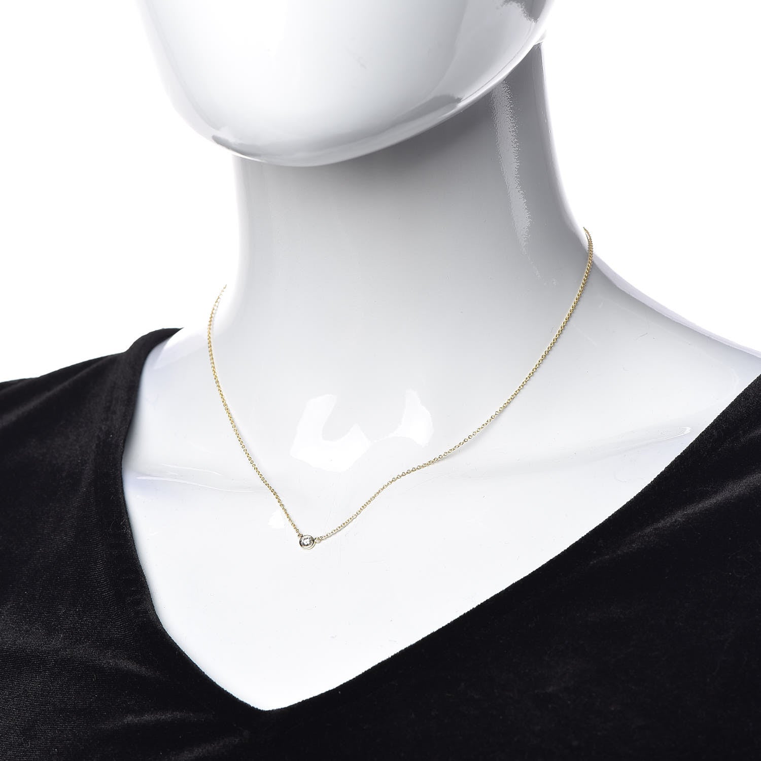 Tiffany 18K Yellow Gold Diamond .14ct Elsa Peretti Diamonds by the Yard Pendant Necklace 2 of 4