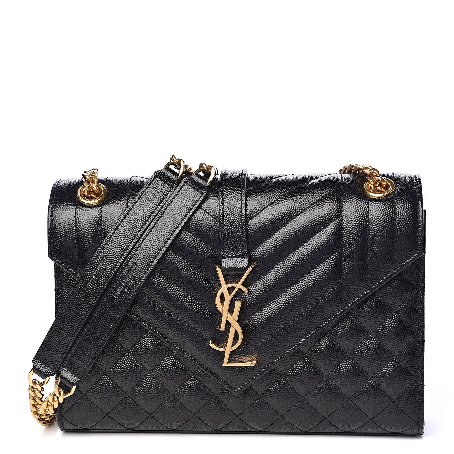 Saint Laurent Grain De Poudre Textured Mixed Matelasse Triquilt Medium Monogram Satchel Black 1 of 10