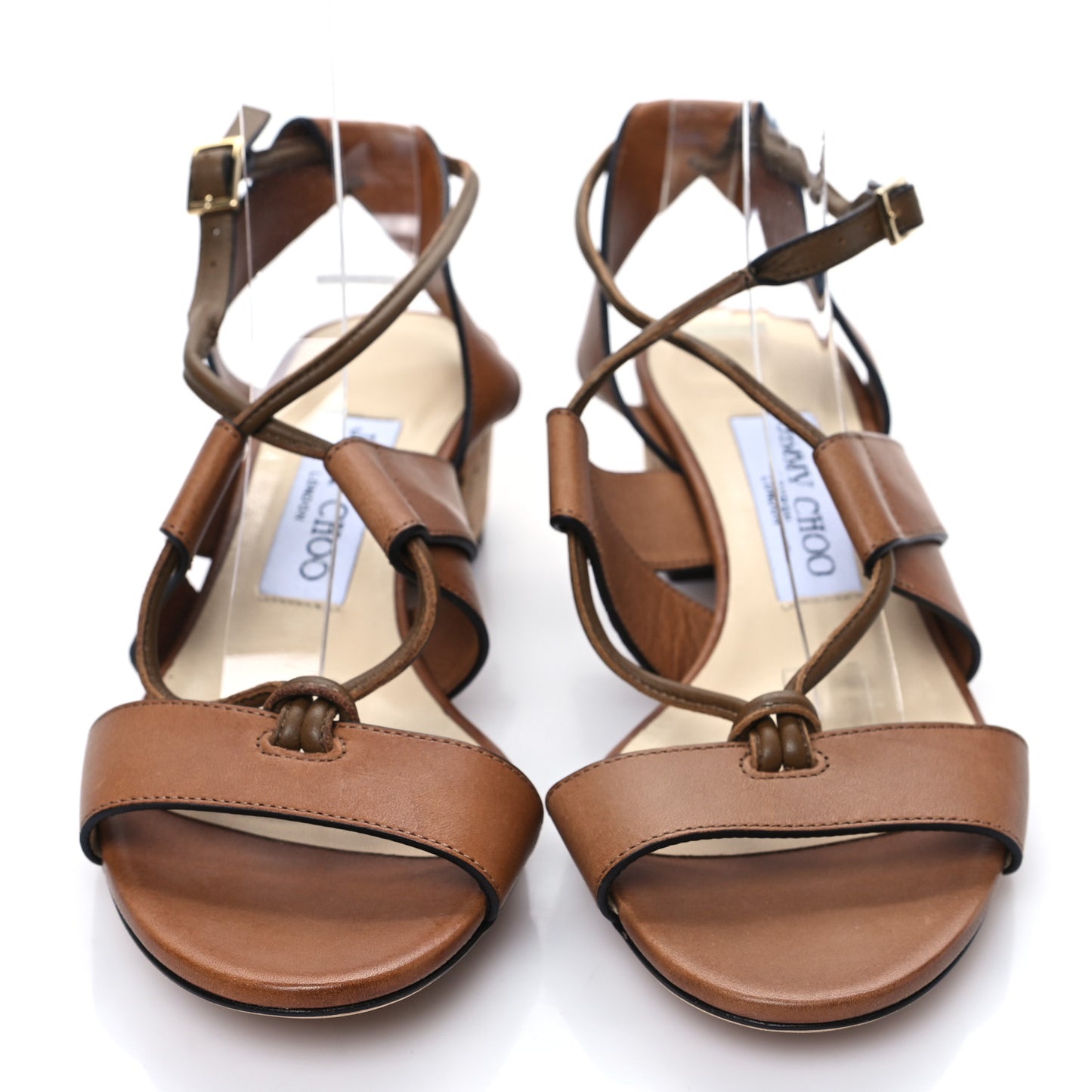 Calfskin Margo Laced Sandals 36 Brown